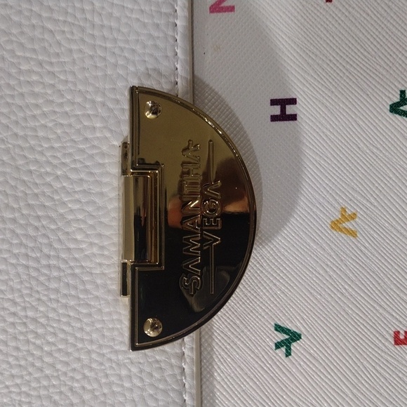 Samantha Vega White Leather 2 Ways Handbag Shoulder Bag Removable face - Picture 7 of 16